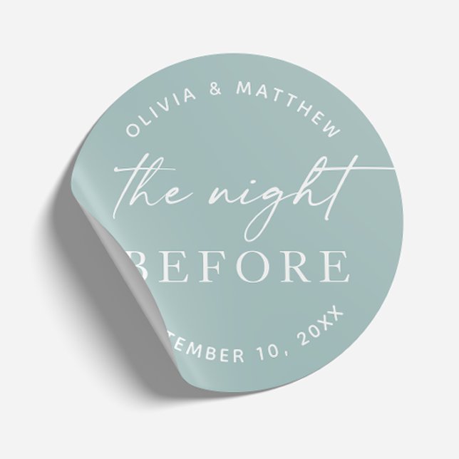 Soft Blue Green Rehearsal Dinner | Night Before Classic Round Sticker (Creator Uploaded)