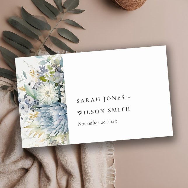 Soft Blue Green Succulent Floral Wedding Website Enclosure Card (Creator Uploaded)