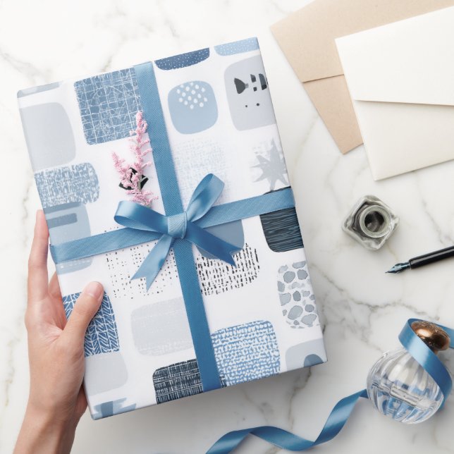 Soft Blue Grey Balance Abstract Pattern Wrapping Paper (Gifting)