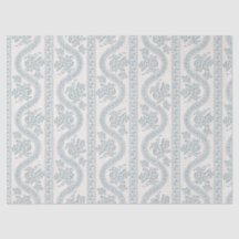 Soft Blue Grey Floral Ribbon on Bone