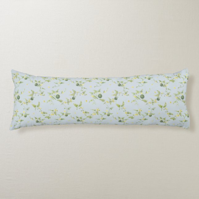 Soft Blue Grey Mini Watermelon Botanical Body Cushion (Front)