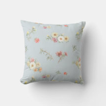 Soft Blue Grey Moss Rose Watercolor Floral