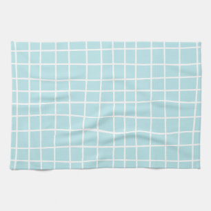 Soft Blue Grid Abstract Pattern Tea Towel
