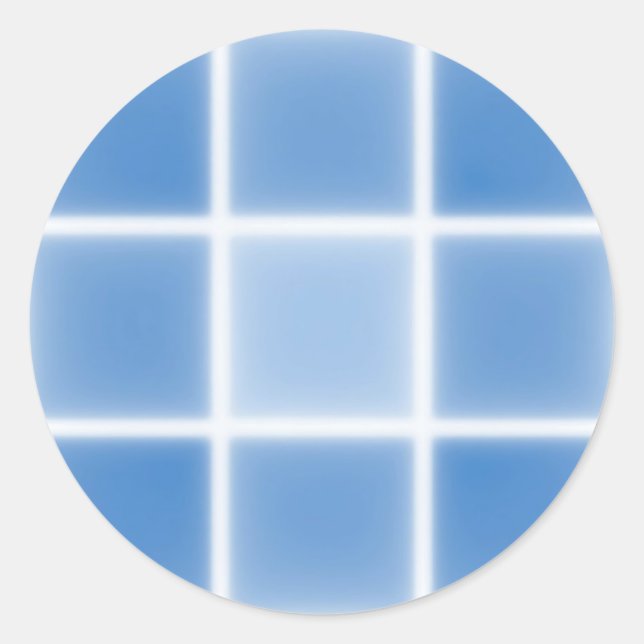 Soft Blue Grid Tile Pattern Classic Round Sticker (Front)