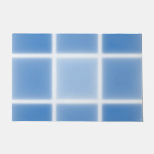 Soft Blue Grid Tile Pattern Doormat