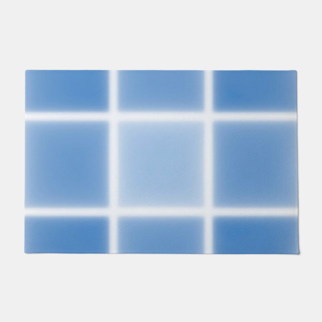 Soft Blue Grid Tile Pattern Doormat (Front)