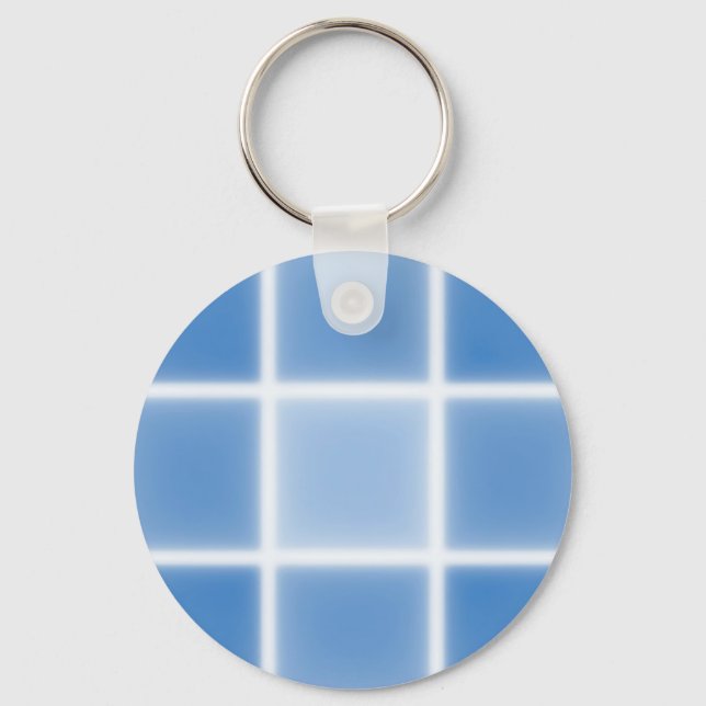 Soft Blue Grid Tile Pattern Key Ring (Front)