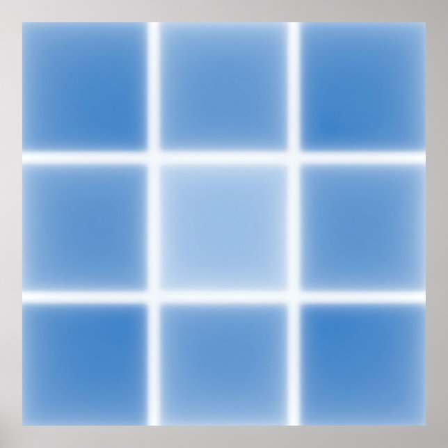 Soft Blue Grid Tile Pattern Poster (Front)