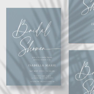 Soft Blue Handwritten Modern MInimal Bridal Shower Invitation