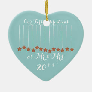 Soft Blue Heart First Christmas Together Ornament