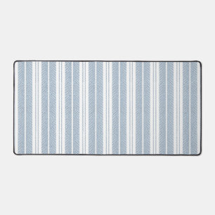 Soft Blue Herringbone Fern Striped Pattern Desk Mat