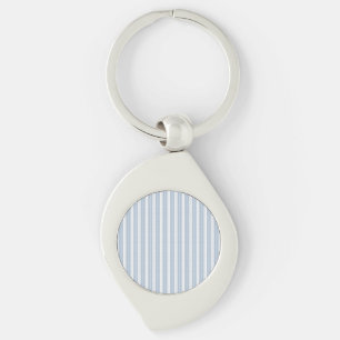 Soft Blue Herringbone Fern Striped Pattern Key Ring