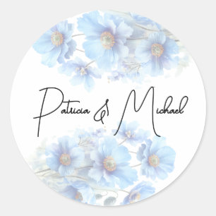 Soft Blue Himalayan Poppy Flower Garden Wedding Classic Round Sticker