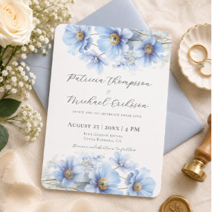 Soft Blue Himalayan Poppy Flower Garden Wedding  Invitation