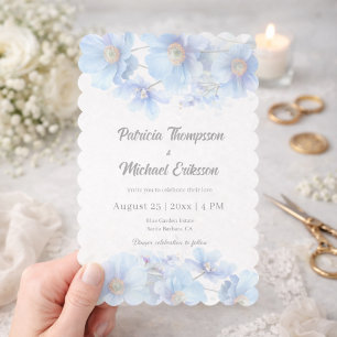 Soft Blue Himalayan Poppy Flower Garden Wedding Invitation