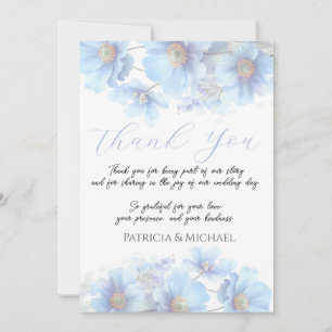 Soft Blue Himalayan Poppy Flower Garden Wedding Thank You Card