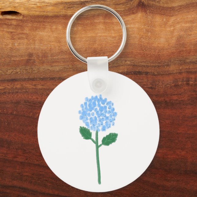 Soft Blue Hydrangea Botanical Gift Key Ring (Front)