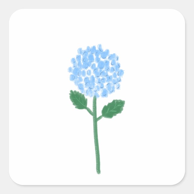Soft Blue Hydrangea Botanical Gift Square Sticker (Front)