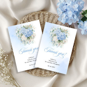 Soft Blue Hydrangea Eucalyptus thank you card