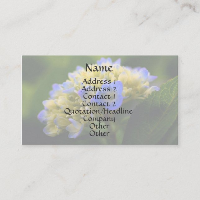 Soft Blue Hydrangea Floral Business Card (Front)
