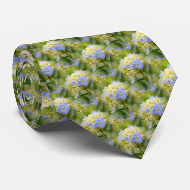 Soft Blue Hydrangea Flower Nature Pattern       Tie (Rolled)