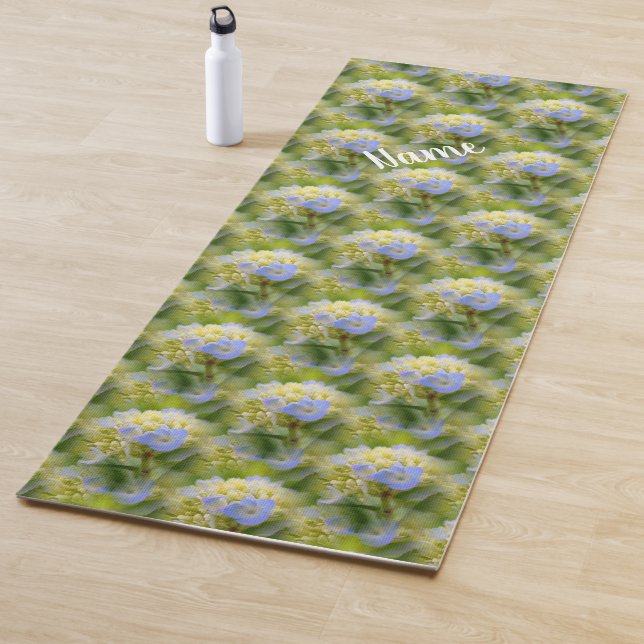 Soft Blue Hydrangea Flower Nature Personalised Yoga Mat (In Situ)