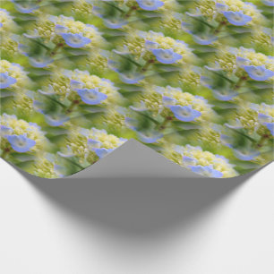 Soft Blue Hydrangea Flower Pattern Nature    Wrapping Paper