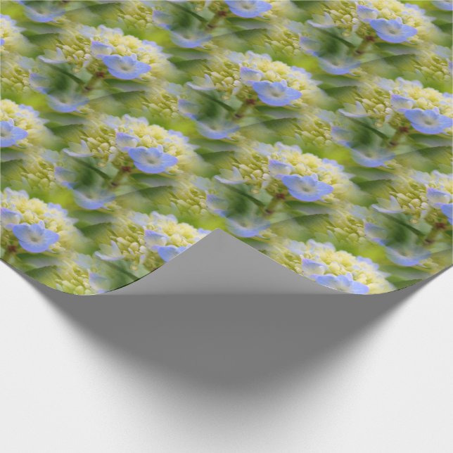 Soft Blue Hydrangea Flower Pattern Nature    Wrapping Paper (Corner)