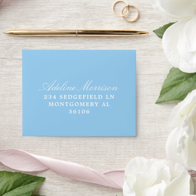 Soft Blue Hydrangea Wedding RSVP Reply Envelope (Wedding)