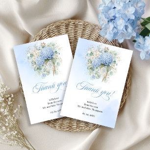 Soft Blue Hydrangeas Eucalyptus Wedding thank you  Card