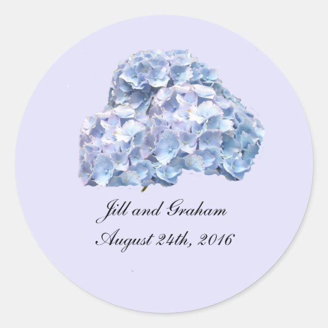 Soft Blue Hydrangeas Round Sticker (Front)