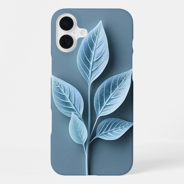 Soft Blue Leaf Pattern iPhone Case (Back)