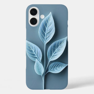 Soft Blue Leaf Pattern iPhone Case