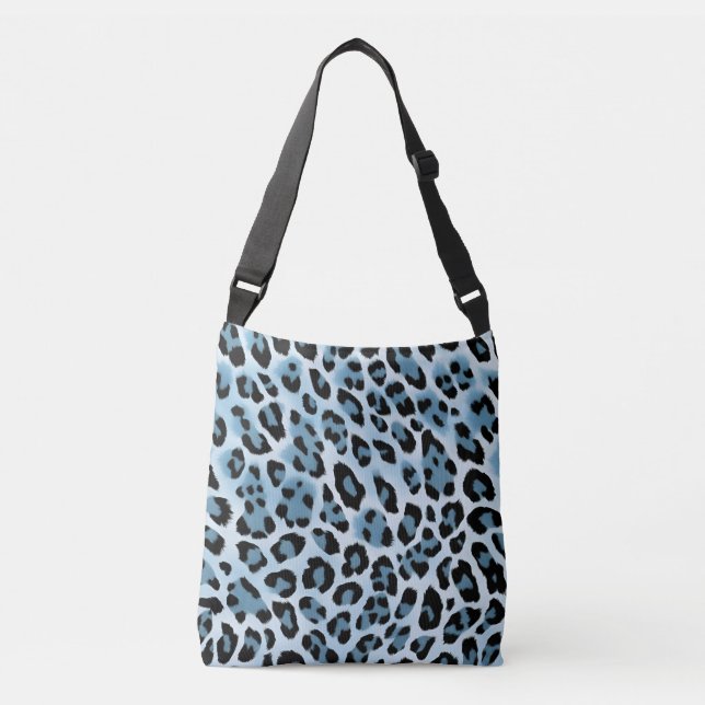 Soft Blue Leopard Print  Crossbody Bag (Front)