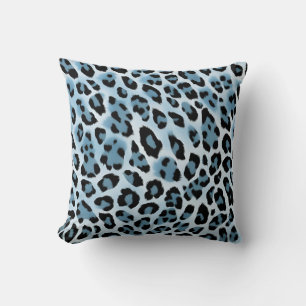 Soft Blue Leopard Print Cushion