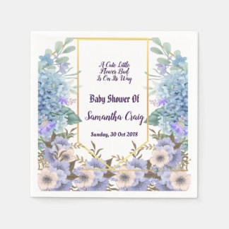 Soft Blue Little Flower Bud Hydrangea Baby Shower Napkin