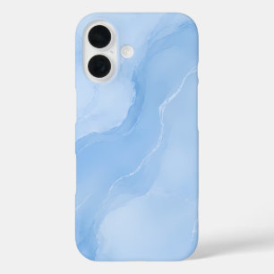 Soft Blue Marble Abstract Pattern iPhone 16 Case