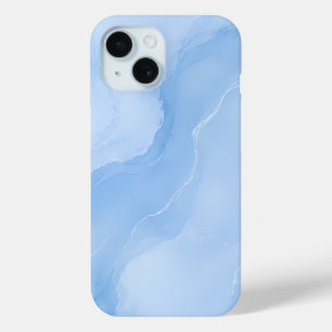 Soft Blue Marble Abstract Pattern iPhone 15 Case