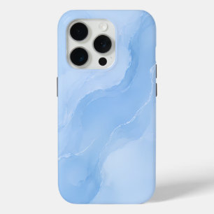 Soft Blue Marble Abstract Pattern iPhone 15 Pro Case