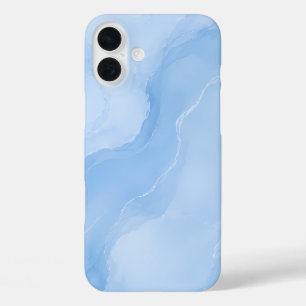 Soft Blue Marble Abstract Pattern iPhone 16 Plus Case