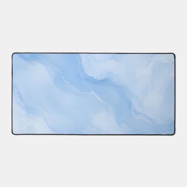 Soft Blue Marble Abstract Pattern Desk Mat (Front)