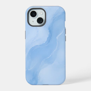 Soft Blue Marble Abstract Pattern iPhone 15 Case