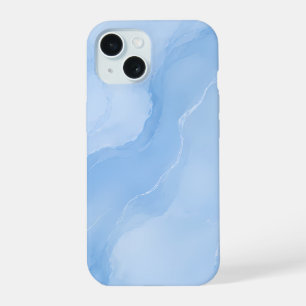 Soft Blue Marble Abstract Pattern iPhone 15 Case