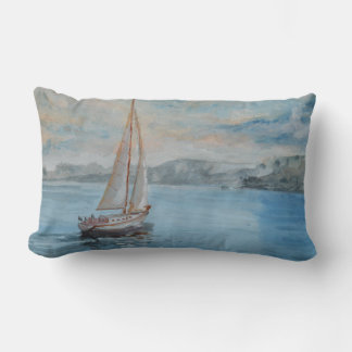 Soft Blue Nautical Seascape Lumbar Pillow