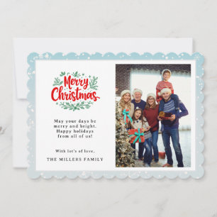 Soft Blue Ombre Snowflake Custom Christmas Holiday Card