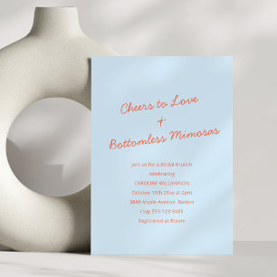 Soft Blue Orange Mimosa Bridal Brunch Cheers Love Invitation