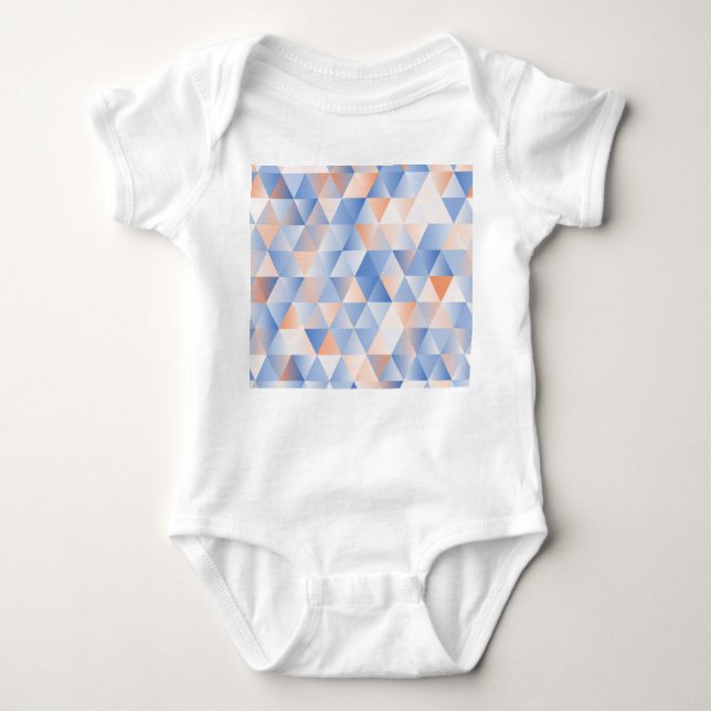 Soft Blue Orange Triangles Baby Bodysuit (Front)