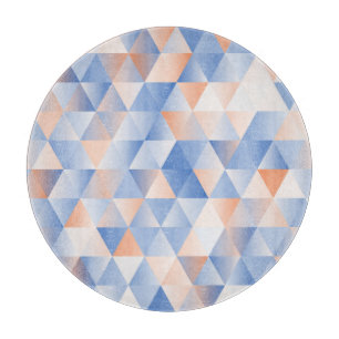 Soft Blue Orange Triangles Cutting Board