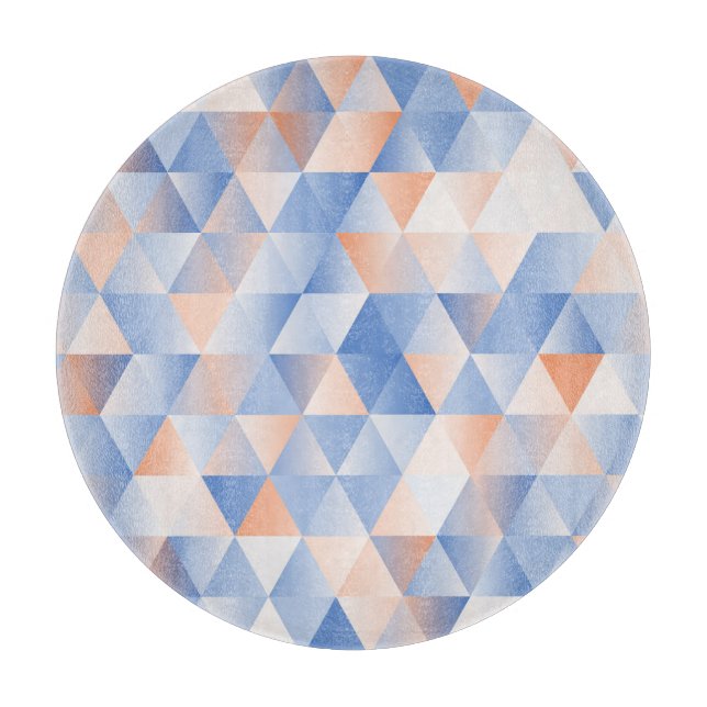 Soft Blue Orange Triangles Cutting Board (Front)