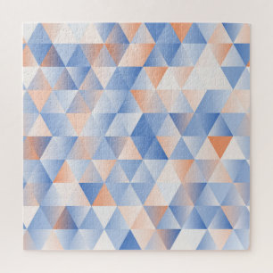 Soft Blue Orange Triangles Jigsaw Puzzle